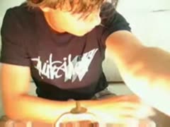 Cute teen boy cums on his Black tshirt